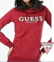 chaqueta hoodie guess mujer pas cher top double mot rouge